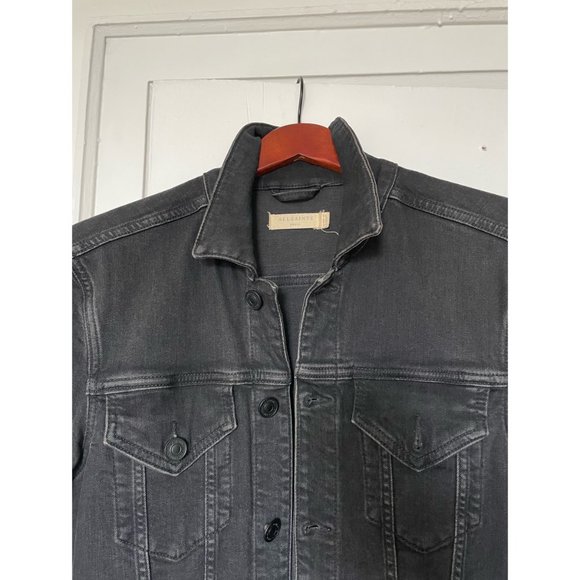AllSaints Buzzard Black Denim Jacket - Picture 2 of 4
